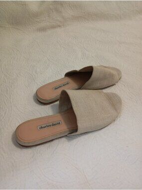 Charles David Womens Beige Linen Slide Sandals Size 11M